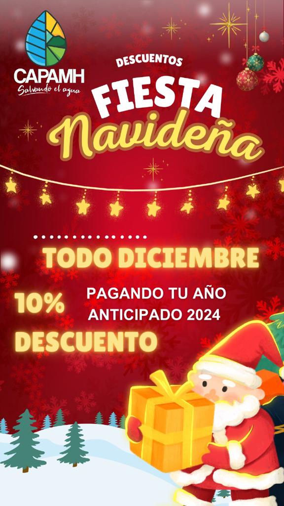 Descuento especial todo diciembre por pago anual anticipado de agua potable, en Huamantla